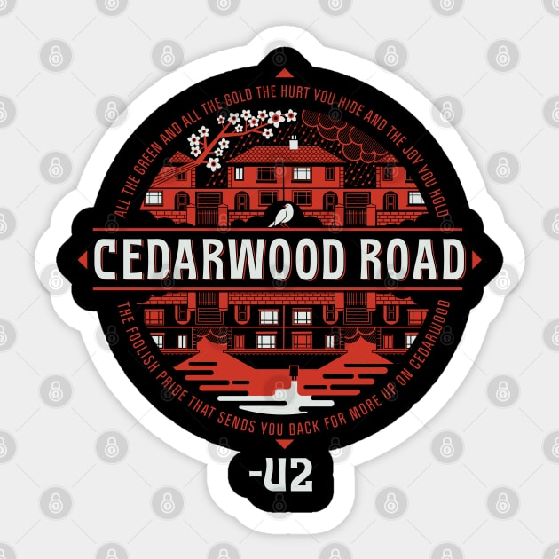 Cedarwood Road Sticker by Lucie Rice Illustration and Design, LLC
